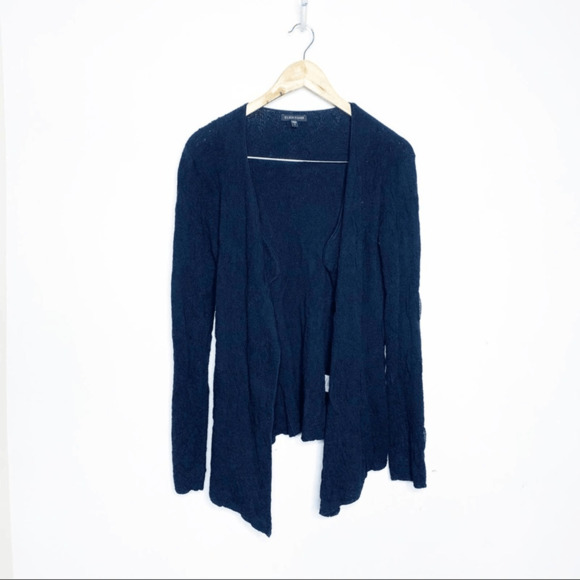 Eileen Fisher Textured open front cardigan Black Boxy woven knit Womens S Small - Picture 2 of 7